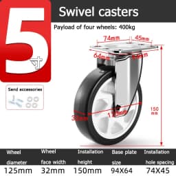 304 Stainless Steel Swivel Casters Silent Wheels 1.5/2/3/4/5 Inch Load-Bearing Hand Truck Small Wheels Pulley Flatbed Cart