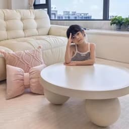 Cream White Coffee Table - Cute Cloud Design Sofa Side Table with 3 Legs for Living Room Modern Internet Celebrity Small Table