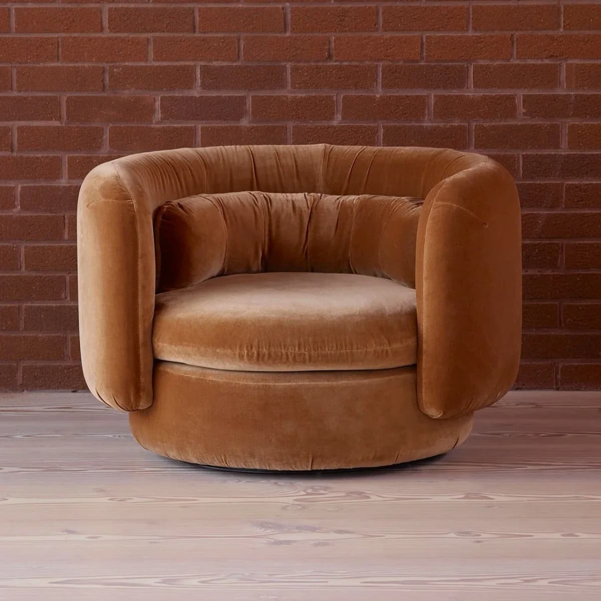 ⌁l Modern Luxury Velvet Swivel Single Sofa Chair Low Back Lounge Armchair Rotatable Barrel White Boucle Accent Chairs