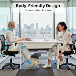 Under Desk Footrest Wooden Double Layer Non Slip Ergonomic Foot Rest for Office Home Apartment Bedroom Adjustable Foot Stool