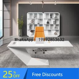 T20- Simple Modern White Lacquer Creative Fashion Executive Desk Irregular Shape