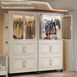 No-Install Foldable Baby Wardrobe – Multilayer Toy Storage Cabinet for Living Room & Bedroom, Space-Saving Clothes Organizer