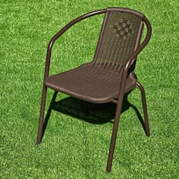 Faux Rattan Outdoor Chair, Single Waterproof & UV-resistant Armchair, Leisure Backrest Seat for Patio Garden Balcony