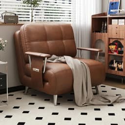 Single Sofa Bed, Foldable and Dual-use, Small Unit, Expandable Solid Wood Sofa, Study Room, Balcony, Nap Bed Living Room Sofa