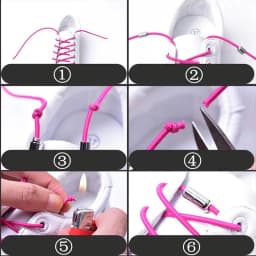 1Pair Elastic Shoelaces Round No Tie Shoe laces Sneakers Shoelace Kids Adult Rubber elastic Laces Lock One Size Fits All Shoes
