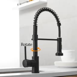 Kitchen Faucets Stainless Steel Black Faucets for Kitchen Single Hole Pull Down Spring Mixers Tap Hot Cold Water Crane 9009