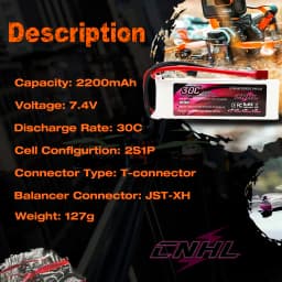 2pcs CNHL 2S 7.4V Lipo Battery 2200mAh 40C 70C With T Deans XT60 Plug for FPV Quadcopter Drone Airplane Helicopter Car Hobby