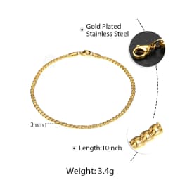 Minimalist Metal Anklets Women Gold Color Stainless Steel Figaro Rope Curb Link Leg Chain Basic Chic Lady Girl Jewelry 10inch