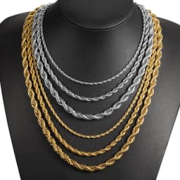 Silver Color Twisted Rope Chain Necklace For Women Men Stainless Steel Link Chain Punk Vintage Metal Collar