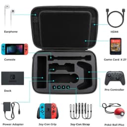 Mumba Deluxe Carrying Case For Nintendo Switch, Large Capacity Travel Storage Pouch For Switch Console & Accessories (Black)