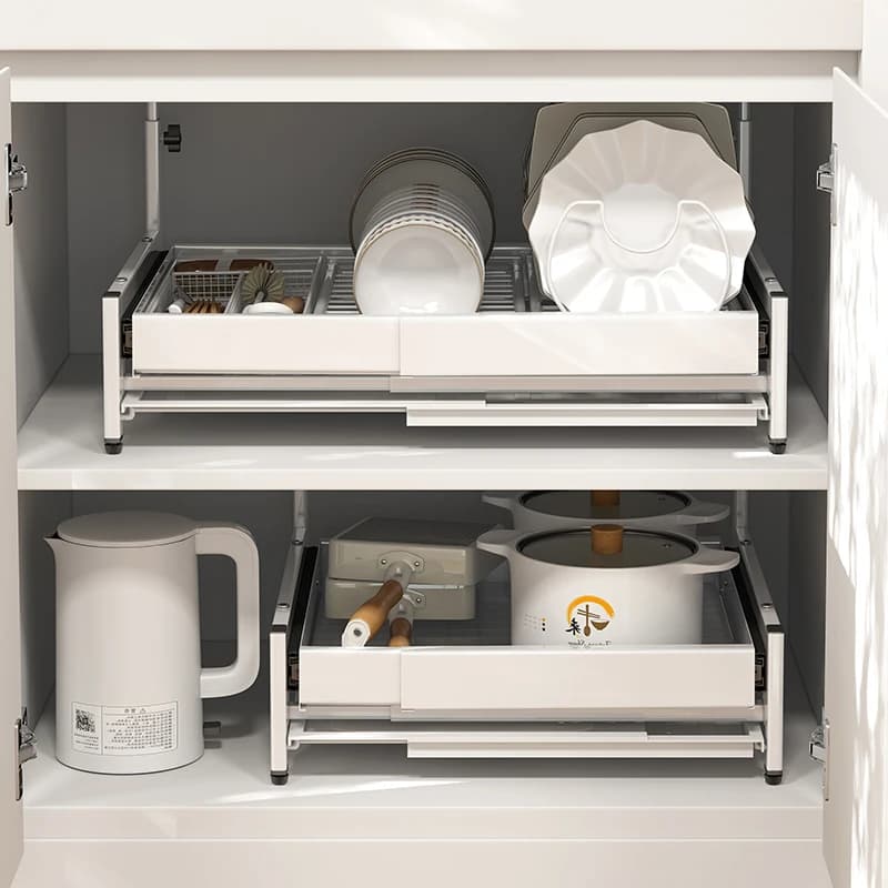 Pull out Cabinet Organizer, Expandable(13"-22.8") under sink organizer Heavy Duty Slide out Drawers for Pots and Pans