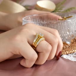 Newshe 14k Yellow Gold Plated Bridal Ring Set for Women 2Ct Round Cut AAAAA Zircon Wedding Engagement Anniversary Band BR1167_Y