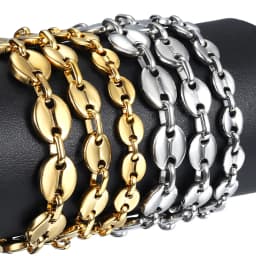 7/9/11mm Stainless Steel Coffee Beans Marina Link Chain Bracelets For Men Women Bracelet Jewelry Gifts