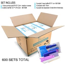 600 Sets/Carton Disposable 5Pcs Pedicure Sets Nail Art Sanding Sandpaper Wooden Nail File Kits Tools Set