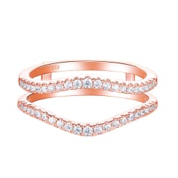 Newshe 925 Sterling Silver Cubic Zircon Curved Wedding Bands for Women Engagement Ring Enhancer Guard Size 4-13