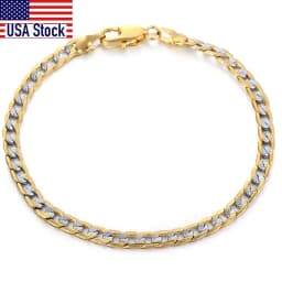 Men's Bracelet 4mm 6mm Cuban Link Chain Gold Color Mix Silver Color Bracelet for Women Men fashion 2020 Jewelry Gift GB94A