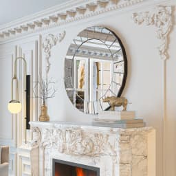 31.5" Cricle Large Round Decorative Mirrors for Wall Decor Antique Venetian Ornate Mirror for Bedroom, Bathroom, Living Room
