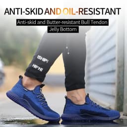 SUADEX Men Steel Toe Safety Work Shoes Breathable Lightweight Comfortable Industrial Construction Shoes Puncture Proof Antislip