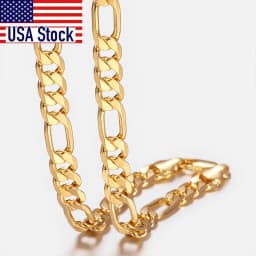 6MM Punk Men's Necklace Gold Color Figaro Link Chain for Men Women Jewelry Wholesale Dropshipping 18-32" GN18