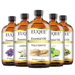 EUQEE 118ML Plant Essential Oils For Diffuser Palo Santo Cardamom Blue Tansy Nutmeg Marjoram Lavender Vanilla Rose Aroma Oils