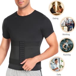 Men Body Shapers Abdomen Tight Fitting Short Sleeve Shirt Shaping Underwear Slimming Belly Tummy T-Shirt Male Modeling Corset