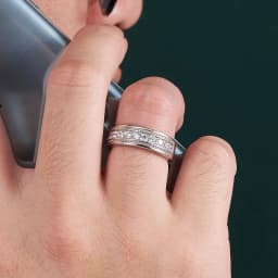 Newshe Genuine 925 Sterling Silver Wedding Rings for Men Half Eternity Brilliant Round Cut AAAAA Cubic Zircon Fine Jewelry