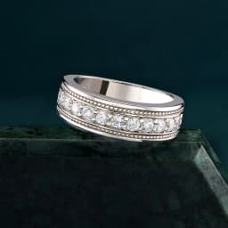 Newshe Genuine 925 Sterling Silver Wedding Rings for Men Half Eternity Brilliant Round Cut AAAAA Cubic Zircon Fine Jewelry