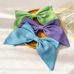 2022 New Bow Hair Clip Summer Satin Big Bowknot Stain Bow Barrettes Women Solid Color Hairpin Ponytail Hairpin Hair Accessories
