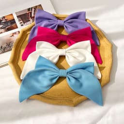 2022 New Bow Hair Clip Summer Satin Big Bowknot Stain Bow Barrettes Women Solid Color Hairpin Ponytail Hairpin Hair Accessories