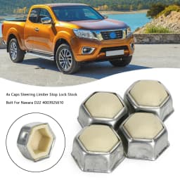 Areyourshop 4x Caps Steering Limiter Stop Lock Stock Bolt Silvery Metal For Nissan Navara D22 400392S610 NCAPR20 Car Auto Parts