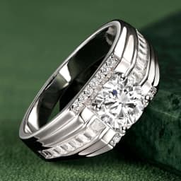 Newshe Genuine 925 Sterling Silver Wedding Rings for Men Moissanite 1.25Ct Round White Simulated Diamond Luxury Fine Jewelry