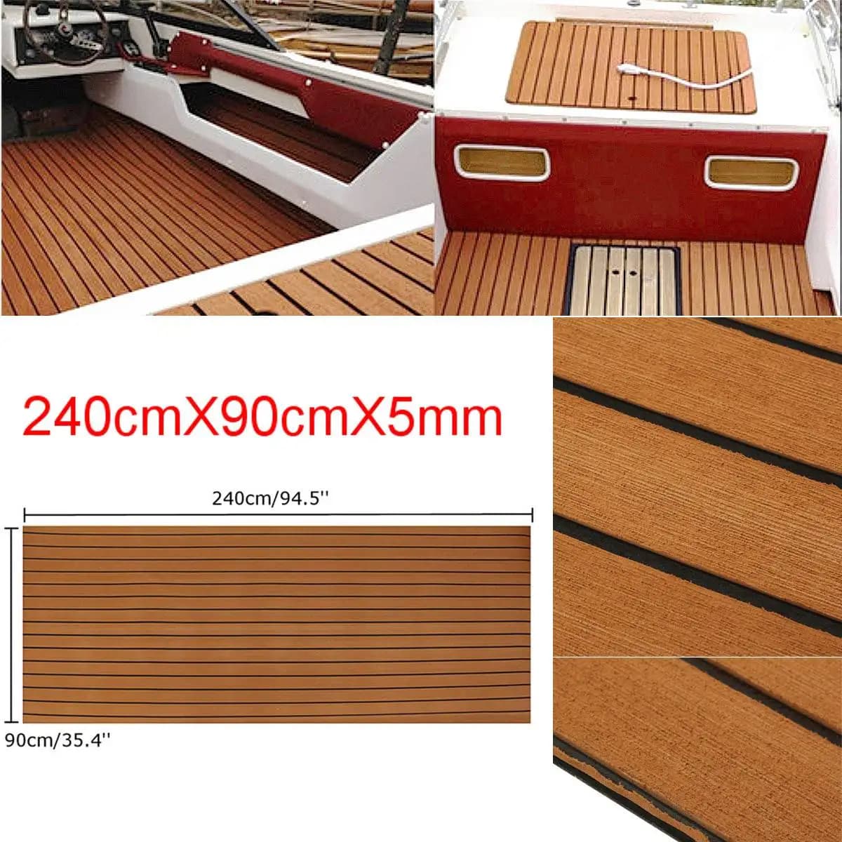 2400x900x5mm Self Adhesive Yacht Flooring Self-Adhesive EVA Foam Teak Faux Teak Boat Decking Sheet Brown