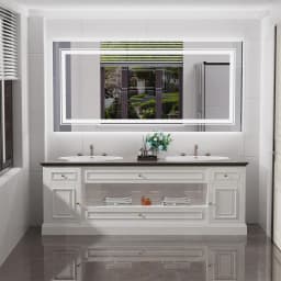 63" x 32" Extra Large LED Light Backlit Bathroom Mirror Dual Lights Makeup Anti-Fog Memory 3 Colors Dimmable With Touch Button