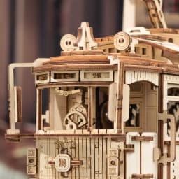 Robotime Rokr Classic City Tram Car Moveable Wooden Toys Building Block Sets 3D Wooden Puzzle Ideal Gift for Adults Teen