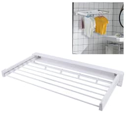 Wall-mounted Laundry Clothes Storage Drying Rack Retractable Dryer Hanger White