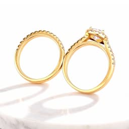 Newshe 2 Pcs Solid 925 Sterling Silver Wedding Rings Set Yellow Gold Plated 3Ct Halo AAAAA CZ Pear Cut Engagement Ring for Women