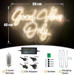 60cm Big Neon Sign LED Lights Good Vibes Only Neon Light Led Sign Beauty Room Decor Bedroom Girl Birthday Decor Wedding Wall Art