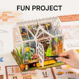 Rolife Dreamy Garden House 3D Puzzle DIY Miniature Dollhouse Kit Crafts Hobbies Bookshelf Decorative Objects DG163