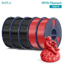 SUNLU PETG 3D Filament 1KG 1.75MM 5Rolls Arranged Neatly Clogging Free No Bubble Odorless Eco-Friendly Good Toughness