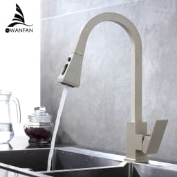 Kitchen Faucets Silver Pull Out Tap Single Hole Handle Solid Brass Black Swivel 360 Degree Water Mixer 866399R