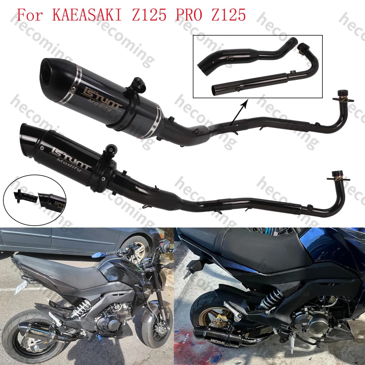 Slip On For Kawasaki Z125 PRO z125 2013-2024 Full Exhaust System Muffler Header Link Pipe Z125 Exhaust with DB Killer