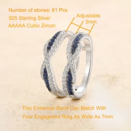 Newshe 925 Sterling Silver Black Blue White 5A Grade Cubic Zircon Wedding Ring Enhancer for Women Twist Rope Design Fine Jewelry