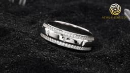 Newshe Solid 925 Sterling Silver Wedding Rings for Men Half Eternity Male Ring Brilliant Round White Cubic Zircons Fine Jewelry
