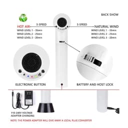 Rechargeable Hair Dryers Women Lightweight USB Lithium Battery Wireless Portable Blow Dryer Battery Hair Dryer Hot and Cold Air
