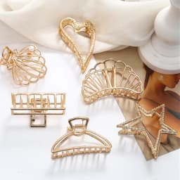Fashion Women Girls Geometric Metal Hair Claw Clamps Hair Crab Moon Shape Hair Clip Claws Solid Color Hair Accessories Hairpin