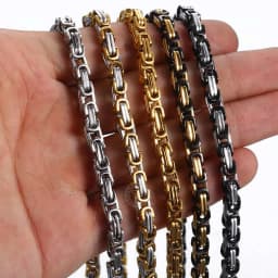 5MM Men's Byzantine Box Link Chain Necklace Gold Color Black Silver Color Stainless Steel Necklaces Punk Jewelry Dropshipping