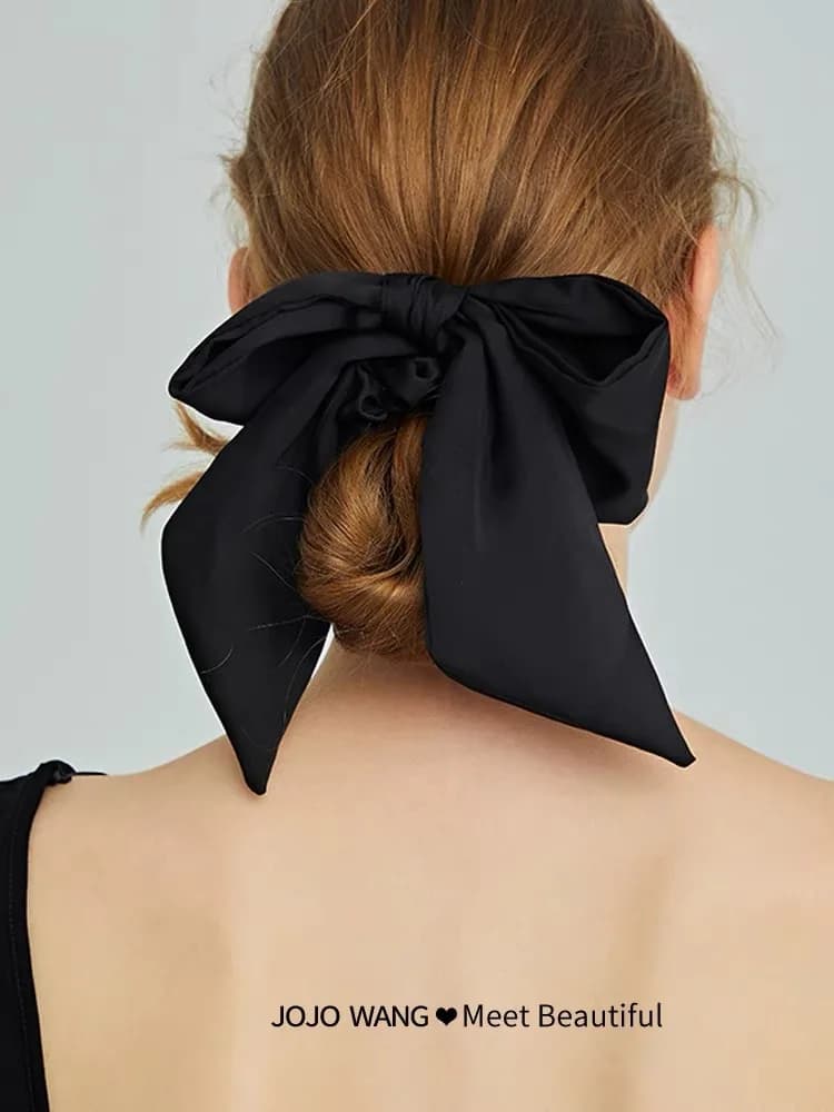 Korean Bow-Knot Elastic Hair Bands For Women Girls Accessories Fashion Hair Band Long Ribbon Bow Ponytail Hair Tie Scrunchies