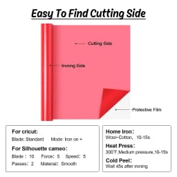 12"X 5ft/30x152cm HTVRONT Heat Transfer Matte PU Elastic Vinyl for Printing Clothing T-shirt DIY Cricut Iron on HTV Roll Film