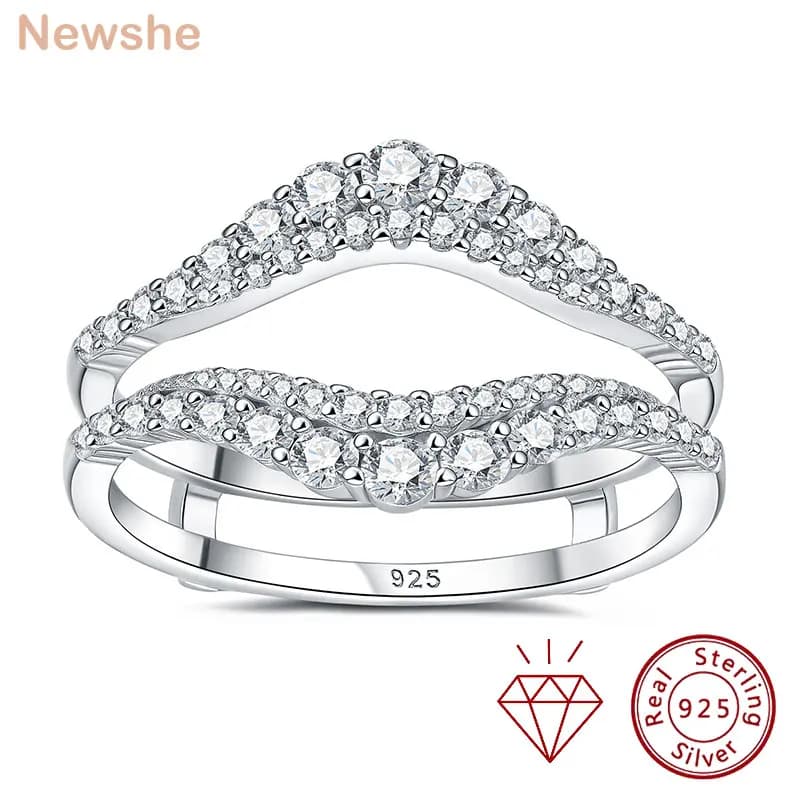 Newshe Certified Moissanite 925 Sterling Silver Ring Enhancer for Women Engagement Wedding Band Size 5-10
