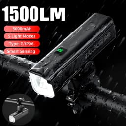 ROCKBROS Bike Light 1500LM5000mAh Type-C Bicycle Light Temperature Control IPX6 Aluminum LED Light Front Lamp Cycling Headlight